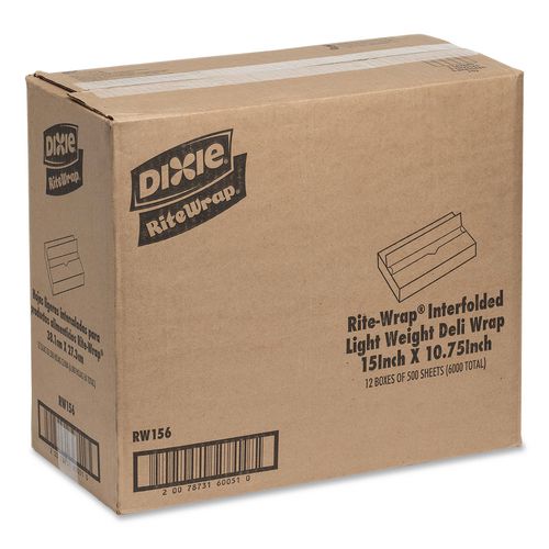 Image of Dixie® RW156 Dry Wax Light Weight Deli Paper, 15.12 x 10.75, 500/Pack, 12 Packs/Carton