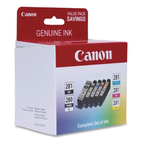 Image of Canon® 2021C006 2021c006 (cli-281/pgi-280xl) Ink/paper Combo, Black/cyan/magenta/yellow