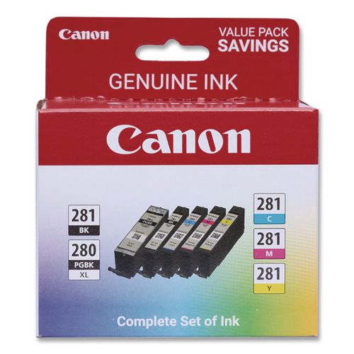 Image of Canon® 2021C006 2021c006 (cli-281/pgi-280xl) Ink/paper Combo, Black/cyan/magenta/yellow
