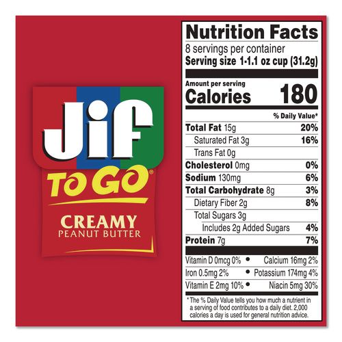Image of Jif® SMU65642 Creamy Peanut Butter Cups, 1.1 oz Cup, 8/Box