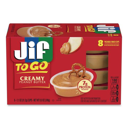 Image of Jif® SMU65642 Creamy Peanut Butter Cups, 1.1 oz Cup, 8/Box
