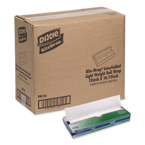 Image of Dixie® RW156 Dry Wax Light Weight Deli Paper, 15.12 x 10.75, 500/Pack, 12 Packs/Carton
