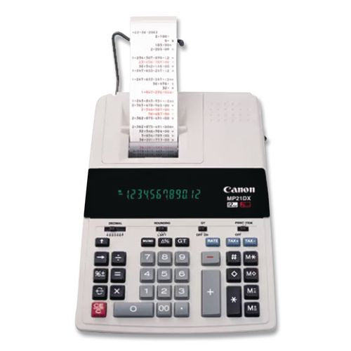 Image of Canon® 2292B001 Mp21dx 12-Digit Ribbon Printing Calculator, Black/red Print, 3.5 Lines/sec