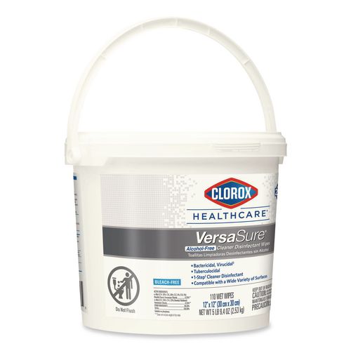 Image of Clorox Healthcare® 31759 VersaSure Cleaner Disinfectant Wipes, 1-Ply, 12 x 12, Fragranced, White, 110/Bucket, 2 Buckets/Carton