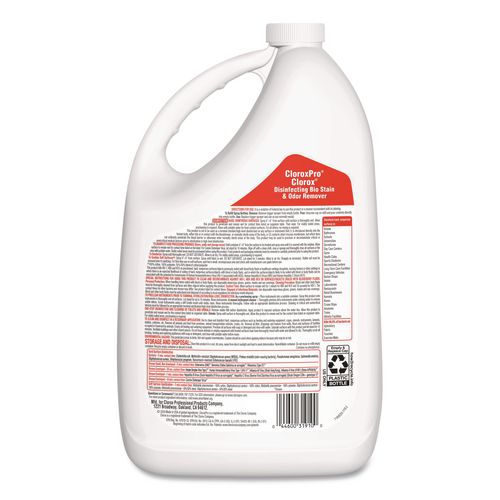 Image of Clorox® 31910 CloroxPro Disinfecting Bio Stain and Odor Remover, Fragranced, 128 oz Refill Bottle, 4/Carton