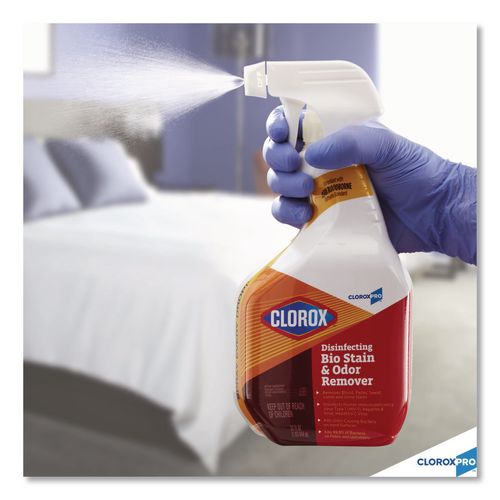 Image of Clorox® 31910 CloroxPro Disinfecting Bio Stain and Odor Remover, Fragranced, 128 oz Refill Bottle, 4/Carton