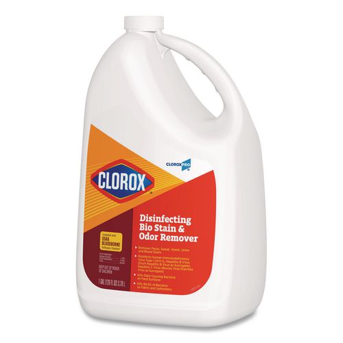 Image of Clorox® 31910 CloroxPro Disinfecting Bio Stain and Odor Remover, Fragranced, 128 oz Refill Bottle, 4/Carton