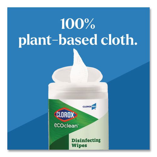 Image of Clorox® 60605 CloroxPro EcoClean Disinfecting Wipes, 1-Ply, 8 x 7, Unscented, White, 75 Count, 6/Carton