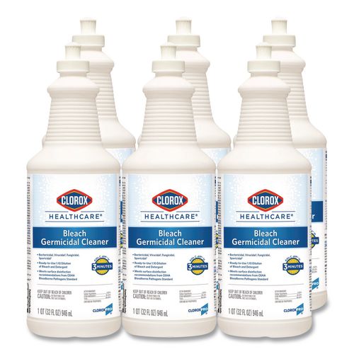 Image of Clorox Healthcare® 68832 Bleach Germicidal Cleaner, 32 Oz Pull-Top Bottle, 6/carton