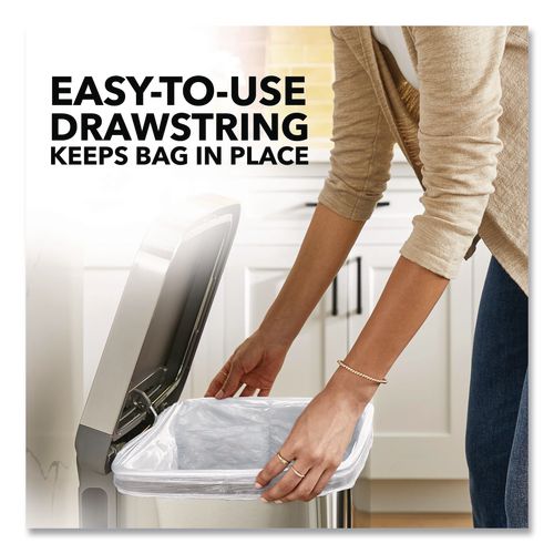 Image of Glad® 78361 ForceFlex Kitchen Drawstring Trash Bags, 13 gal, Gain Fresh Clean Scent, 24 x 27.38, White, 40 Bags/Box, 6 Boxes/Carton