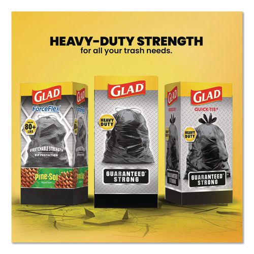 Image of Glad® 78966 Guaranteed Strong Large Drawstring Trash Bags, Three-Ply, 30 gal, 1.05 mil, 30 x 33, Black, 28 Bags/Box, 6 Boxes/Carton