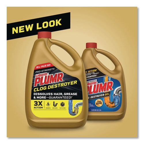 Image of Liquid Plumr® 00228 Pro-Strength Full Clog Destroyer Plus PipeGuard, Gel, 80 oz, 6/Carton