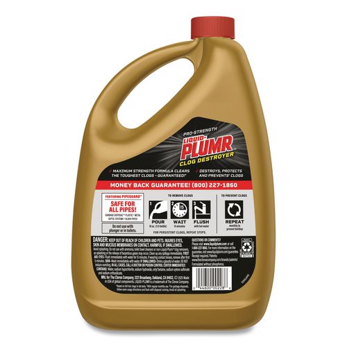 Image of Liquid Plumr® 00228 Pro-Strength Full Clog Destroyer Plus PipeGuard, Gel, 80 oz, 6/Carton
