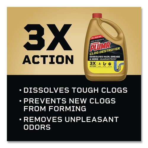 Image of Liquid Plumr® 00228 Pro-Strength Full Clog Destroyer Plus PipeGuard, Gel, 80 oz, 6/Carton