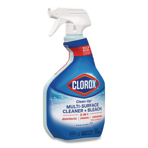 Image of Clorox® CLO30197 Clean-Up Multi-Surface Cleaner with Bleach, 32 oz Spray Bottle, Rain Clean Scent, 9/Carton