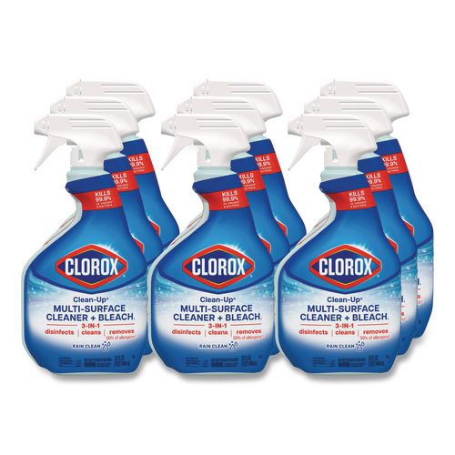 Image of Clorox® CLO30197 Clean-Up Multi-Surface Cleaner with Bleach, 32 oz Spray Bottle, Rain Clean Scent, 9/Carton