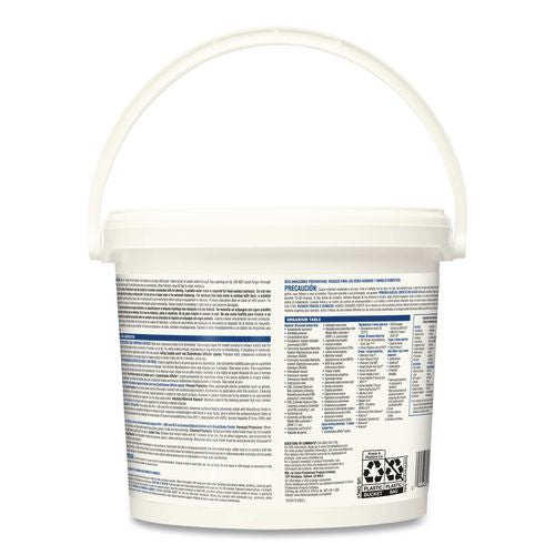 Image of Clorox Healthcare® 30358 Bleach Germicidal Wipes, 1-Ply, 12 x 12, Unscented, White, 110/Bucket, 2 Buckets/Carton