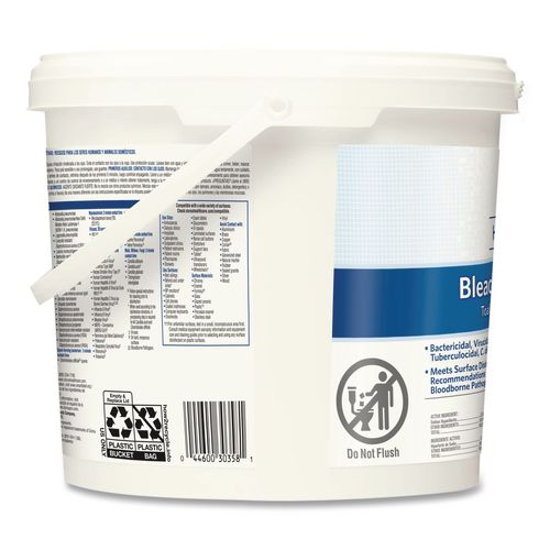 Image of Clorox Healthcare® 30358 Bleach Germicidal Wipes, 1-Ply, 12 x 12, Unscented, White, 110/Bucket, 2 Buckets/Carton