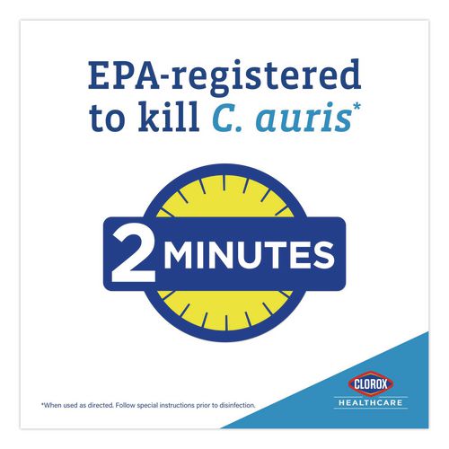 Image of Clorox Healthcare® 30824 Hydrogen Peroxide Cleaner Disinfectant Wipes, 9 x 6.75, Unscented, White, 95/Canister, 6 Canisters/Carton