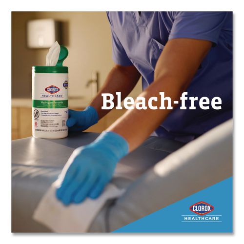 Image of Clorox Healthcare® 30824 Hydrogen Peroxide Cleaner Disinfectant Wipes, 9 x 6.75, Unscented, White, 95/Canister, 6 Canisters/Carton