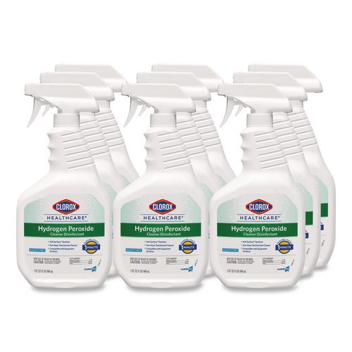 Image of Clorox Healthcare® 30828 Hydrogen-Peroxide Cleaner/disinfectant, 32 Oz Spray Bottle, 9/carton