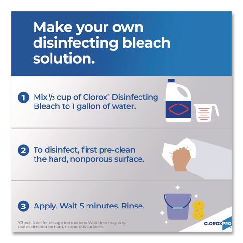 Image of Clorox® 30966 CloroxPro Concentrated Germicidal Bleach, Regular, 121 oz Bottle, 3/Carton