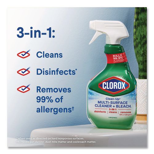 Image of Clorox® CLO31221 Clean-Up Multi-Surface Cleaner with Bleach, Original, 32 oz Spray Bottle, 9/Carton