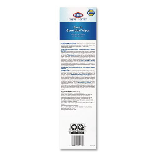 Image of Clorox Healthcare® 31424 Bleach Germicidal Wipes, Individual Wipes, 1-Ply, 6.75 x 9, Unscented, White, 50/Box, 6 Boxes/Carton