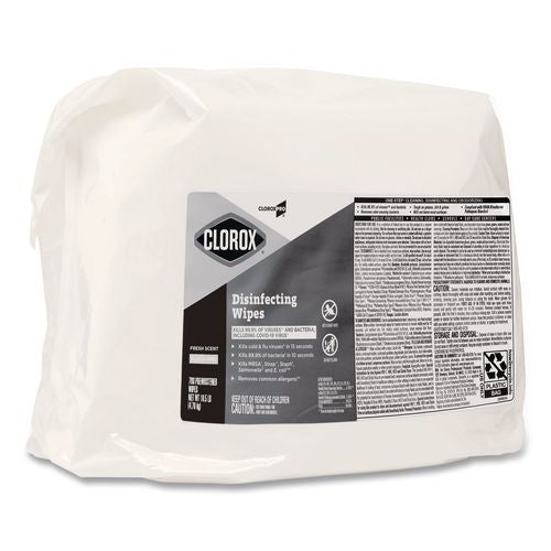 Image of Clorox® 31428 Disinfecting Wipes, 1-Ply, 7 x 8, Fresh Scent, White, 700/Bag Refill, 2 Bags/Carton