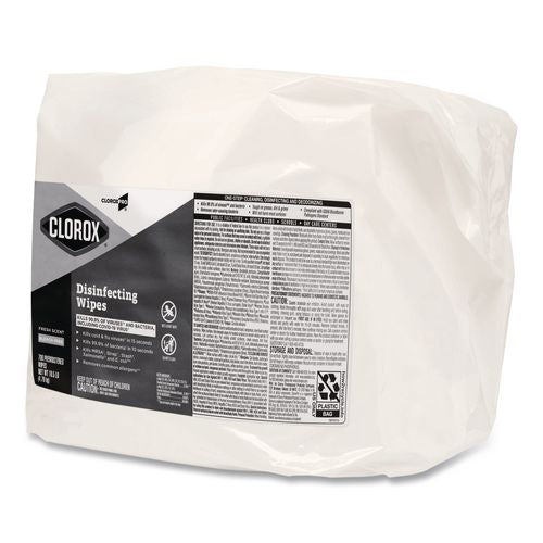 Image of Clorox® 31428 Disinfecting Wipes, 1-Ply, 7 x 8, Fresh Scent, White, 700/Bag Refill, 2 Bags/Carton