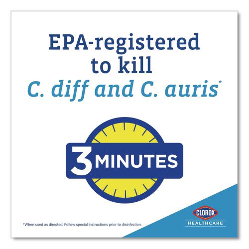 Image of Clorox Healthcare® 30577 Bleach Germicidal Wipes, 1-Ply, 6 x 5, Unscented, White, 150/Canister