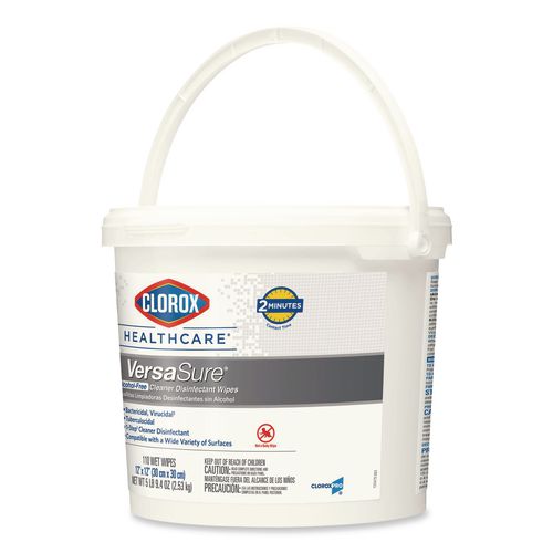 Image of Clorox Healthcare® 31759 VersaSure Cleaner Disinfectant Wipes, 1-Ply, 12 x 12, Fragranced, White, 110/Bucket