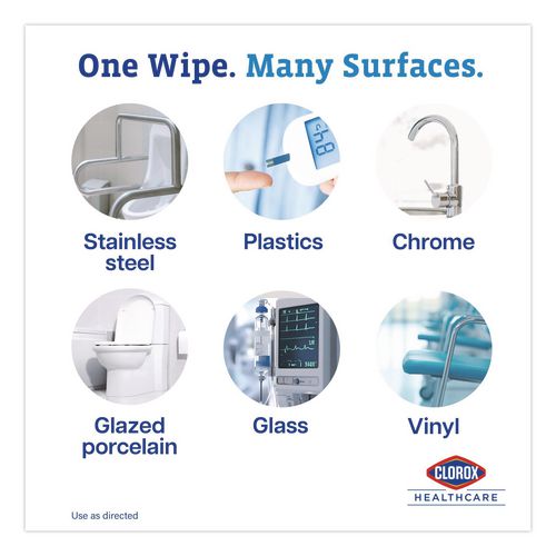 Image of Clorox Healthcare® 69150 Dispatch Hospital Cleaner Disinfectant Towels with Bleach, 1-Ply, 6.75 x 8, Unscented, White, 150/Canister