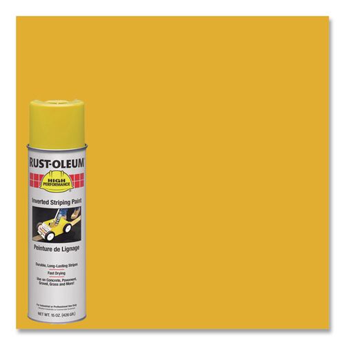 Image of Rust-Oleum® 2348838V High Performance 2300 System Inverted Striping Paint, Semi-Gloss Yellow, 18 oz Aerosol Can, 6/Carton