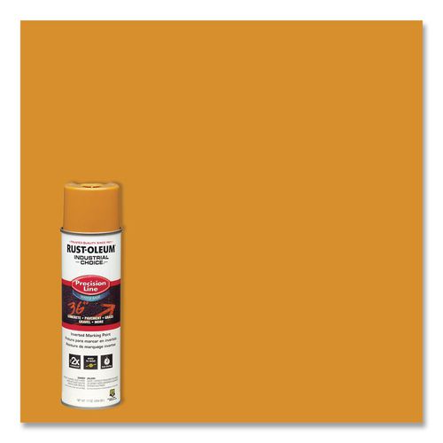 Image of Rust-Oleum® 203033 Industrial Choice M1800 System Water-Based Precision Line Marking Paint, Gloss Yellow, 17 oz Aerosol Can, 12/Carton