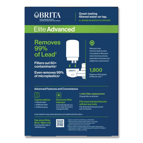 Image of Brita® 42201EA Water Faucet Mount Filtration System with 1 Elite Advanced Replacement Filter, White