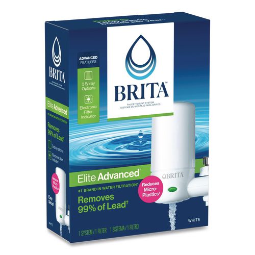 Image of Brita® 42201EA Water Faucet Mount Filtration System with 1 Elite Advanced Replacement Filter, White