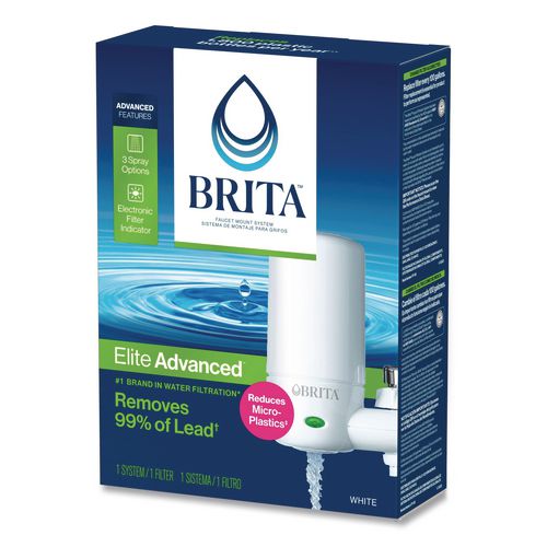 Image of Brita® 42201EA Water Faucet Mount Filtration System with 1 Elite Advanced Replacement Filter, White