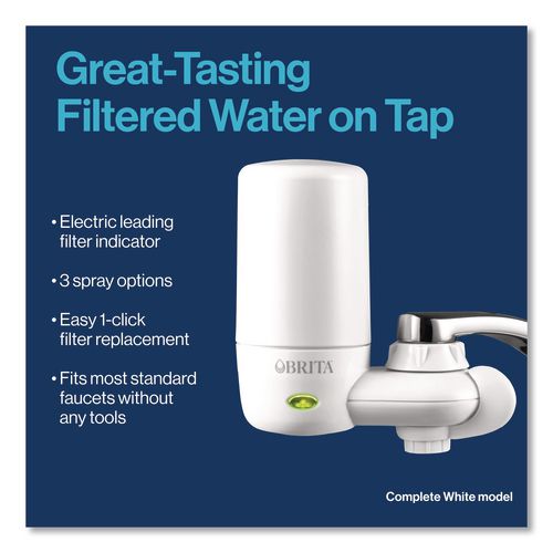 Image of Brita® 42201CT Water Faucet Mount Filtration System with 1 Elite Advanced Replacement Filter, White, 4/Carton