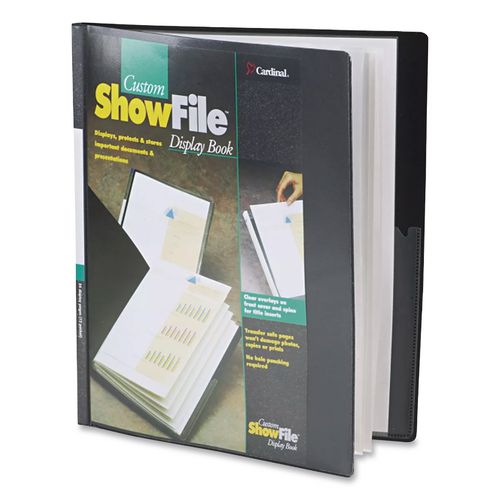 Image of Cardinal® 50232 ShowFile Display Book with Custom Cover Pocket, 24 Letter-Size Sleeves, Black