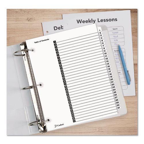 Image of Cardinal® 60113CB OneStep Printable Table of Contents and Dividers, 31-Tab, 1 to 31, 11 x 8.5, White, White Tabs, 1 Set
