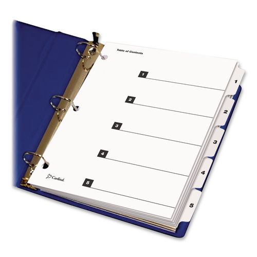 Image of Cardinal® 60513 OneStep Printable Table of Contents and Dividers, 5-Tab, 1 to 5, 11 x 8.5, White, White Tabs, 1 Set