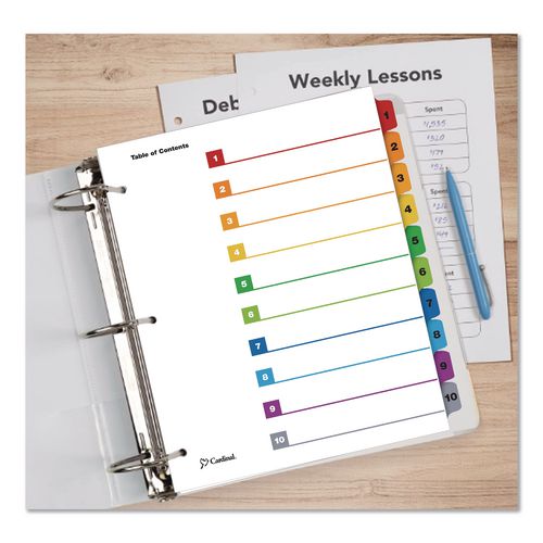 Image of Cardinal® 61218 OneStep Printable Table of Contents and Dividers, 12-Tab, 1 to 12, 11 x 8.5, White, Assorted Tabs, 1 Set