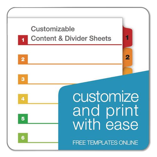 Image of Cardinal® 61518 OneStep Printable Table of Contents and Dividers, 15-Tab, 1 to 15, 11 x 8.5, White, Assorted Tabs, 1 Set