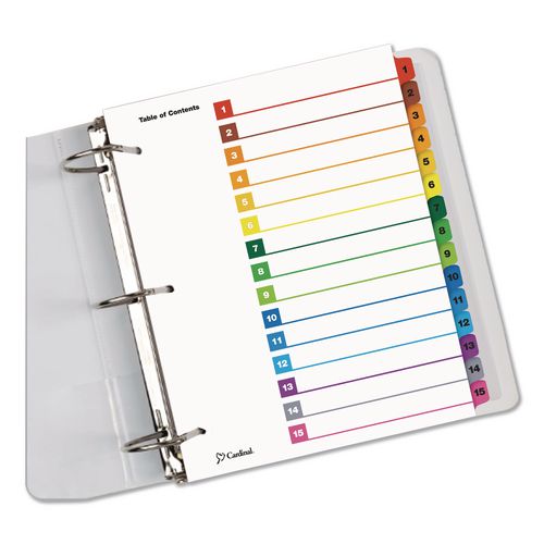Image of Cardinal® 61518 OneStep Printable Table of Contents and Dividers, 15-Tab, 1 to 15, 11 x 8.5, White, Assorted Tabs, 1 Set