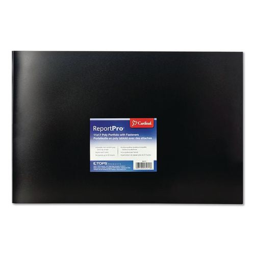 Image of Cardinal® 94910 Reportpro Tabloid Portfolio, Prong Fastener, 0.19" Capacity, 11 X 17, Black/black