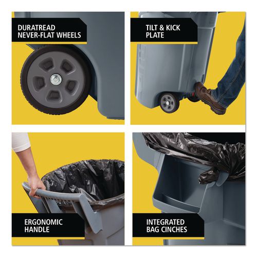 Image of Rubbermaid® Commercial 2131929 Vented Wheeled Brute Container, 44 Gal, Plastic, Gray