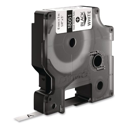 Image of DYMO® 18051 Rhino Heat Shrink Tubes Industrial Label Tape, 0.25" X 5 Ft, White/black Print