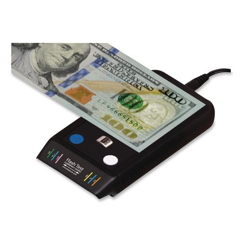 Image of Dri-Mark® 351FT FlashTest Counterfeit Detector for USD, 3 Detection Methods, 2.5" x 4.5" x 0.8", Black