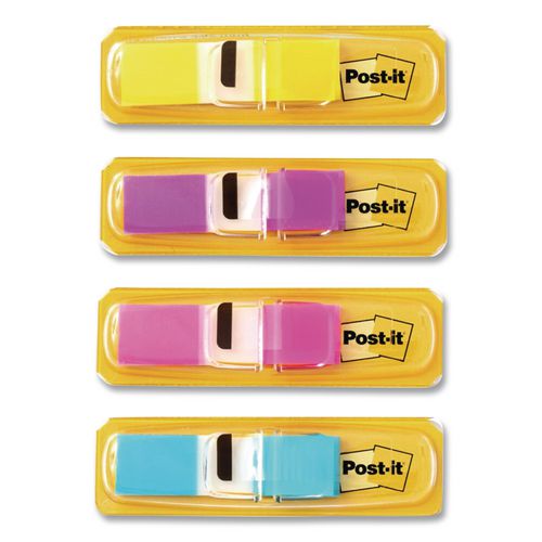 Image of Post-it® Flags 683-4AB Small Page Flags in Dispensers, 0.5 x 1.75, Four Colors, 35/Color, 4 Dispensers/Pack